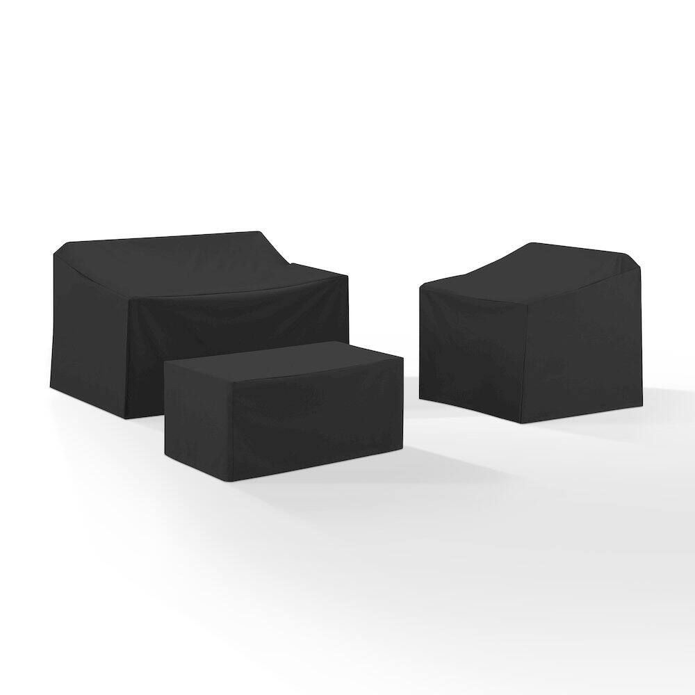 Angle. Crosley Furniture - 3Pc Outdoor Furniture Cover Set - Loveseat - Black.