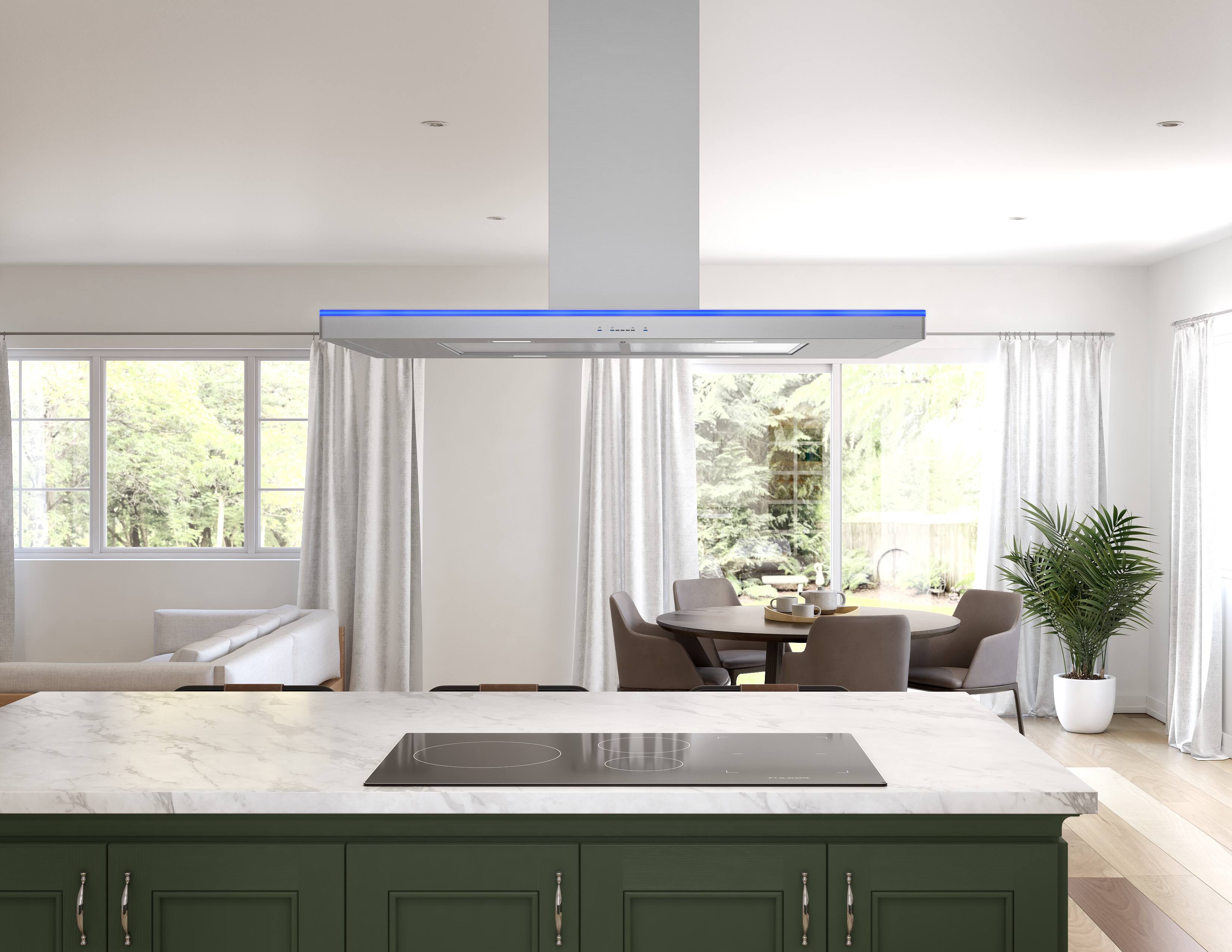 Alt View 21. Zephyr - Luce 42 in. 600 CFM Island Mount Range Hood with LED Light - Stainless Steel.