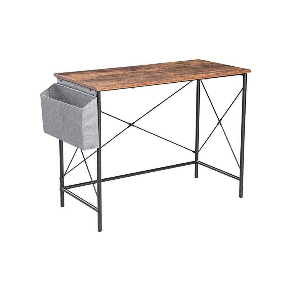 Left. JJS - Modern Home Office Simple Minimal Writing Desk - Rusticbrown/Black.