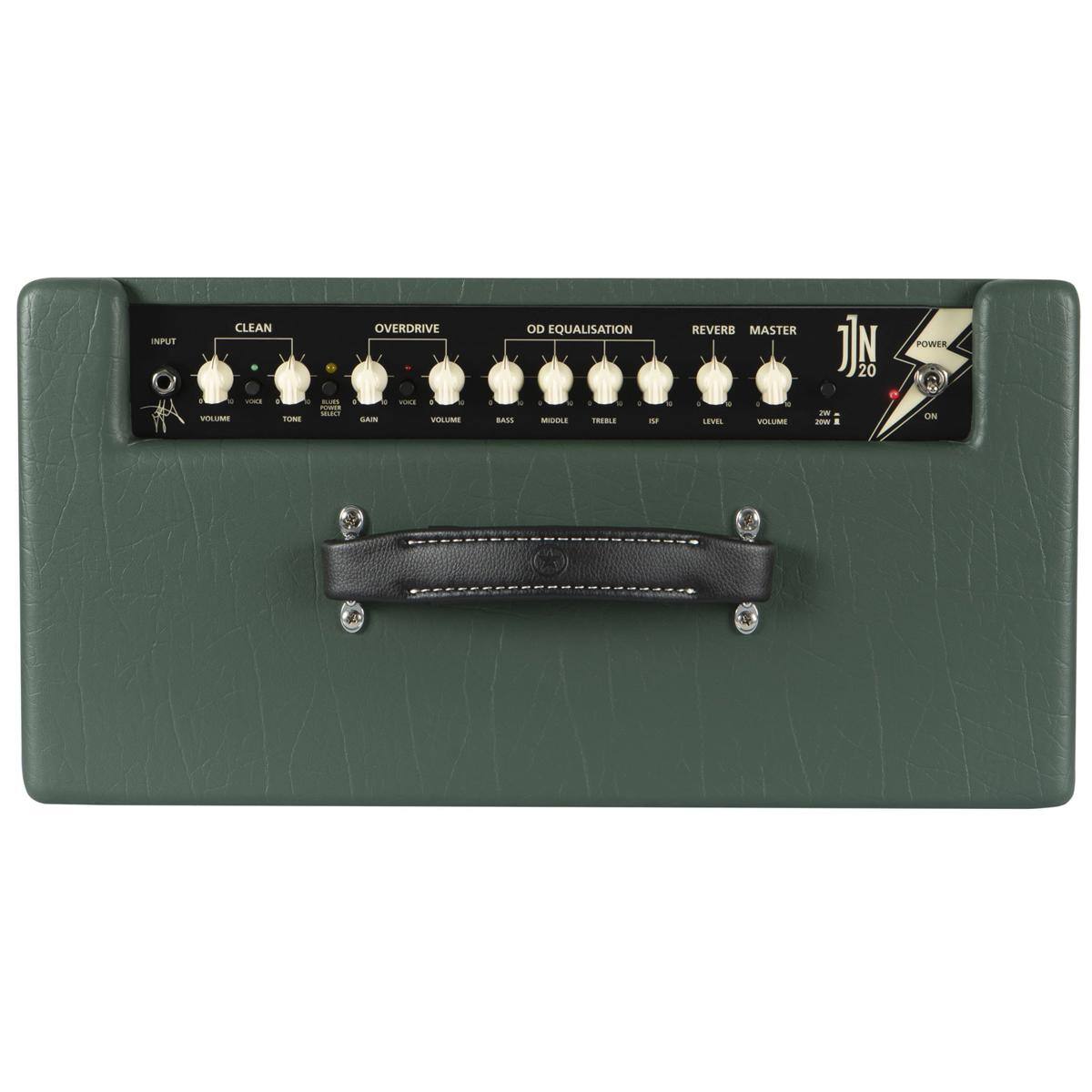 INPUT CLEAN - VOLUME TONE - OVERDRIVE - GAIN VOLUME BASS MIDDLE TREBLE - OD EQUALISATION - REVERB LEVEL - MASTER VOLUME - POWER ON