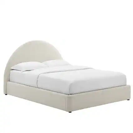 Front. Modway - Resort Upholstered Fabric Arched Round Queen Platform Bed - White.