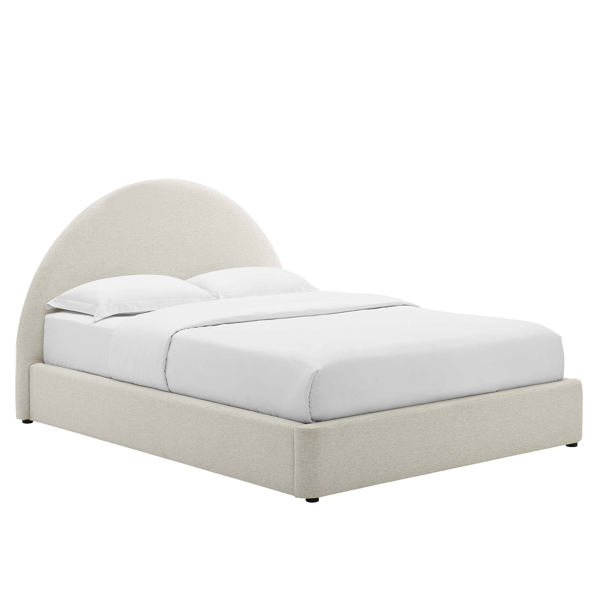 Front. Modway - Resort Upholstered Fabric Arched Round Queen Platform Bed - White.