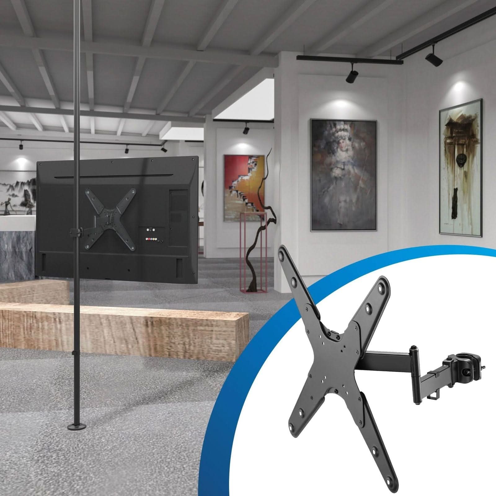 Angle. Mount-It! - Full Motion TV Pole Mount with Extendable Arm for 32” – 55” TVs, Black - Black.