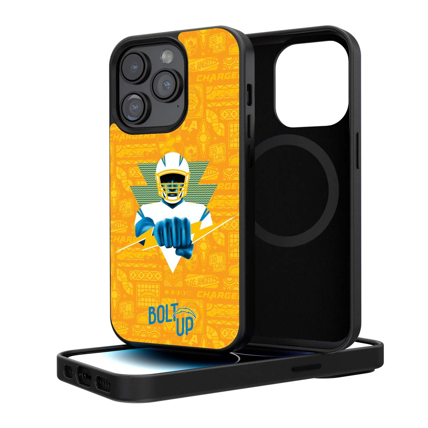 Keyscaper - NFL - Los Angeles Chargers iPhone Magnetic Bump Case - 16 - Black