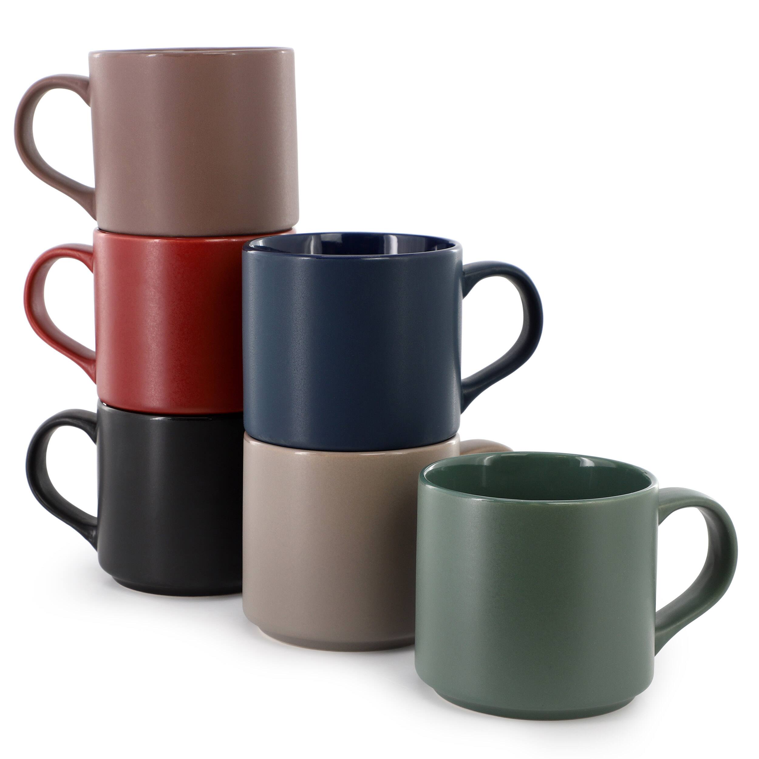 Left. Gibson - Gibson Home Dutch Yard 7 Piece 16oz Stoneware Mug Set with Metal Rack in Multi-Color - Multi-color.
