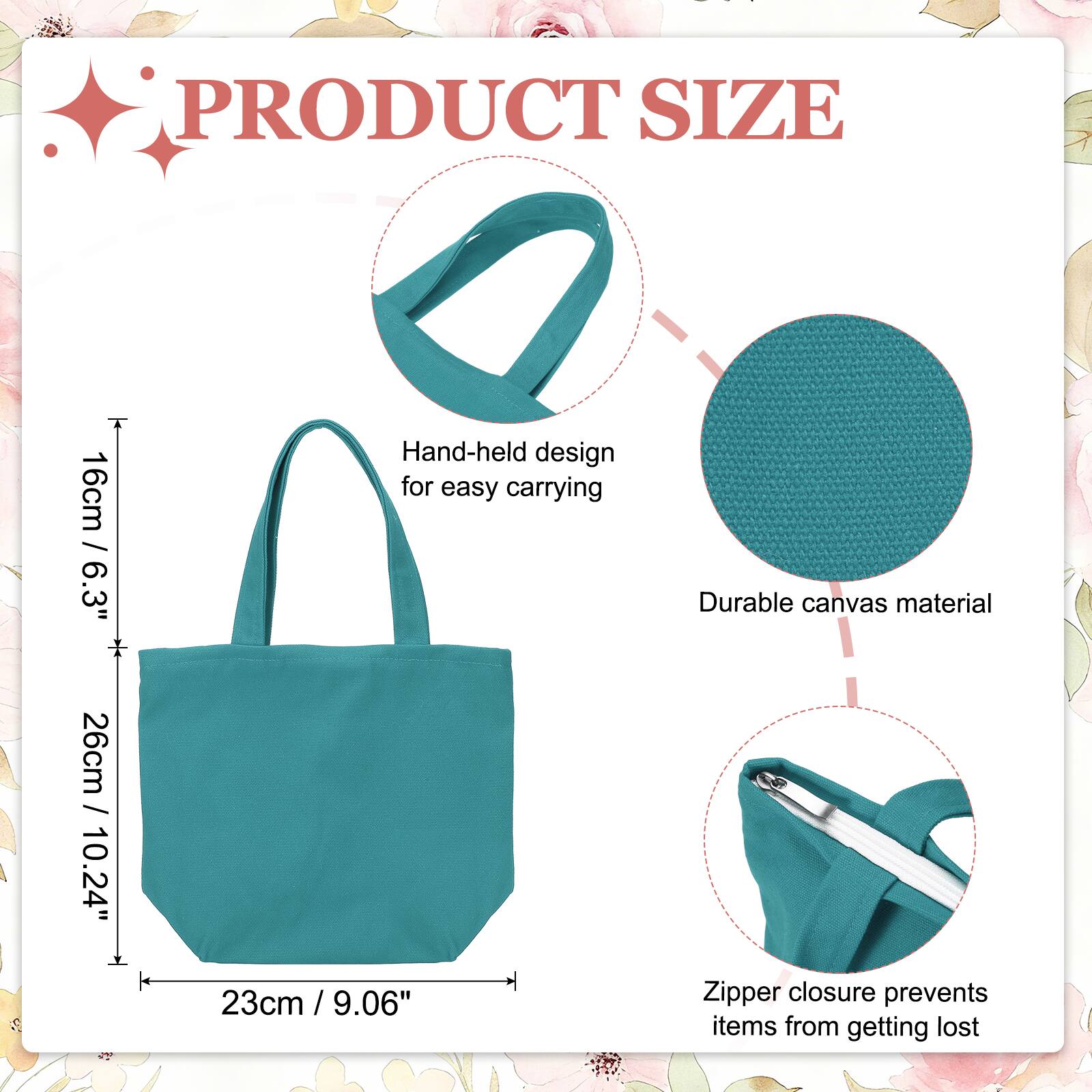PRODUCT SIZE

16cm / 6.3" / 26cm / 10.24" / 23cm / 9.06"

- Hand-held design for easy carrying
- Durable canvas material
- Zipper closure prevents items from getting lost