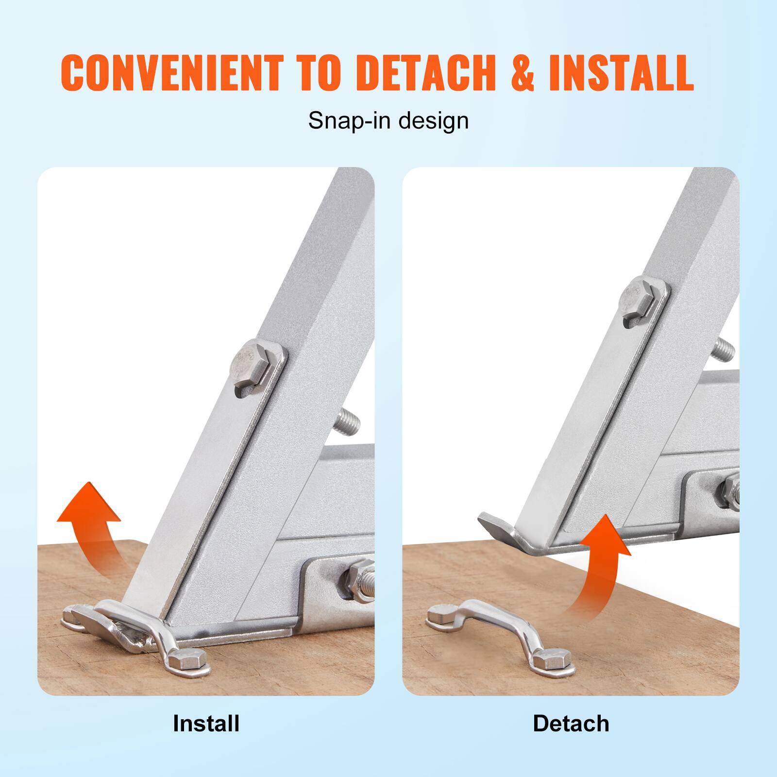 CONVENIENT TO DETACH & INSTALL  
Snap-in design  
Install  
Detach
