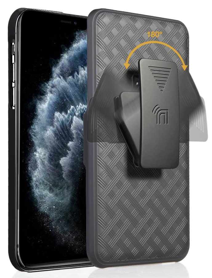 Nakedcellphone - Case with Stand and Screen Protector and Belt Clip Holster for iPhone 11 - Black price history on PriceWatchPro