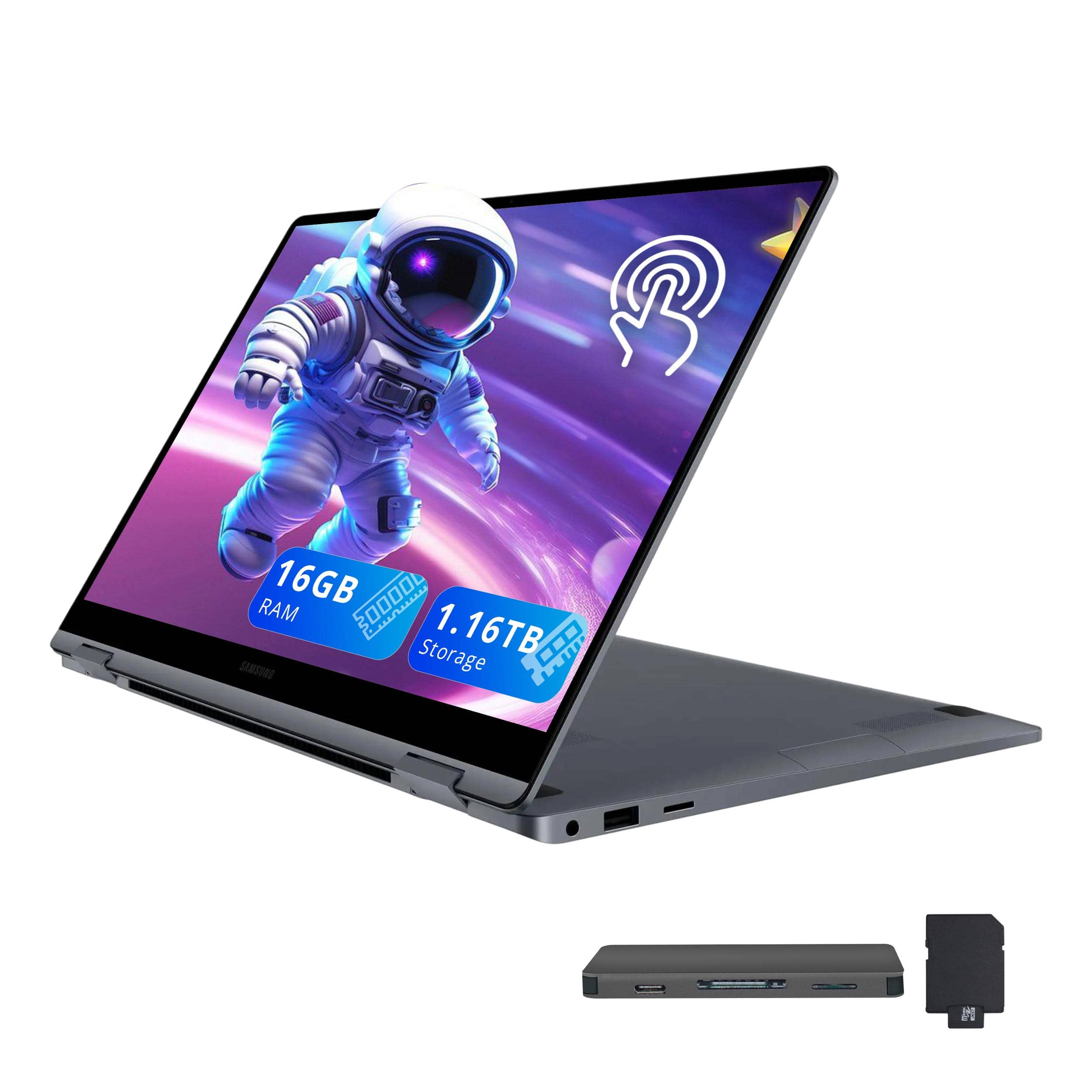 Samsung - Galaxy Book4 2-in-1 15.6" Touchscreen Laptop,Intel 7 150U,16GB RAM,1TB SSD+160GB Docking Station,Win 11 - Gray