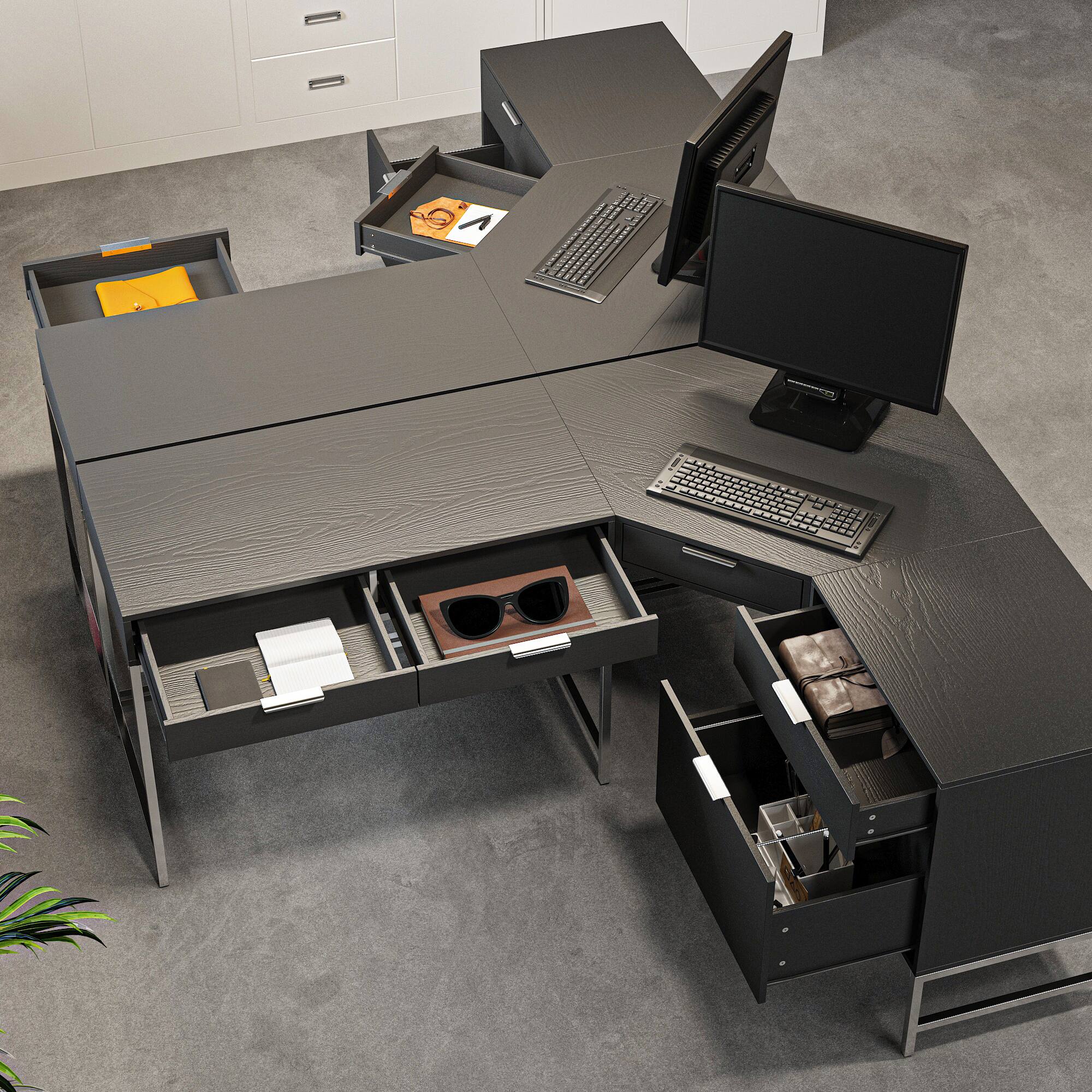 Alt View 9. Famapy - Famapy Modern L - Shaped Office Desk: Spacious, Stylish & Organized Workstation - Black.