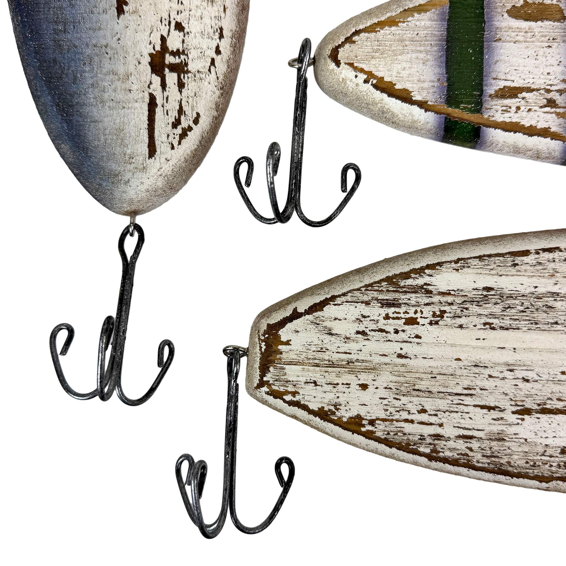Zeckos Rustic Fishing Lure Wall Decor Set of 3 Wood Metal Fish