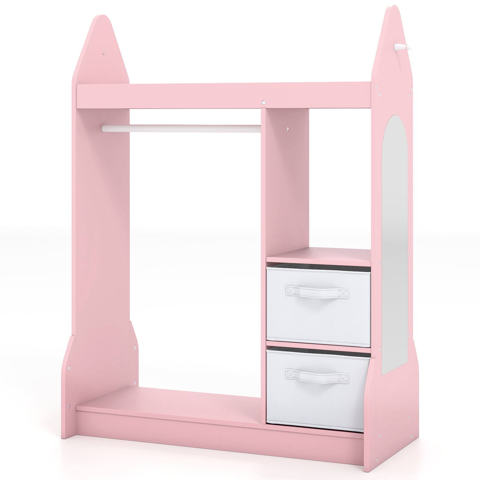 Alt View 9. Gymax - Gymax Kids Dress Up Storage w/Full-Length Mirror Shelves Hooks 2 Fabric Storage Bins - Pink.