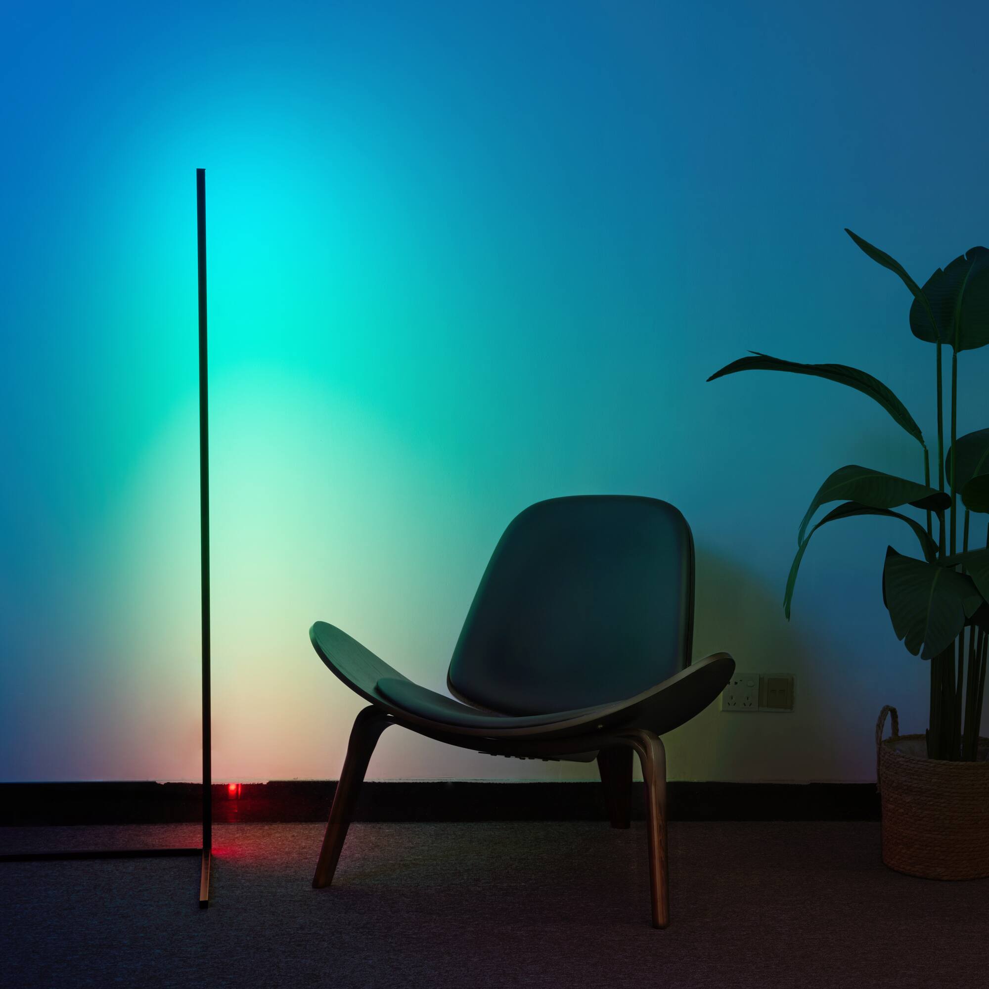 Angle. Lamp Depot - RGBW Color-changing Minimalist Corner Floor Lamp.
