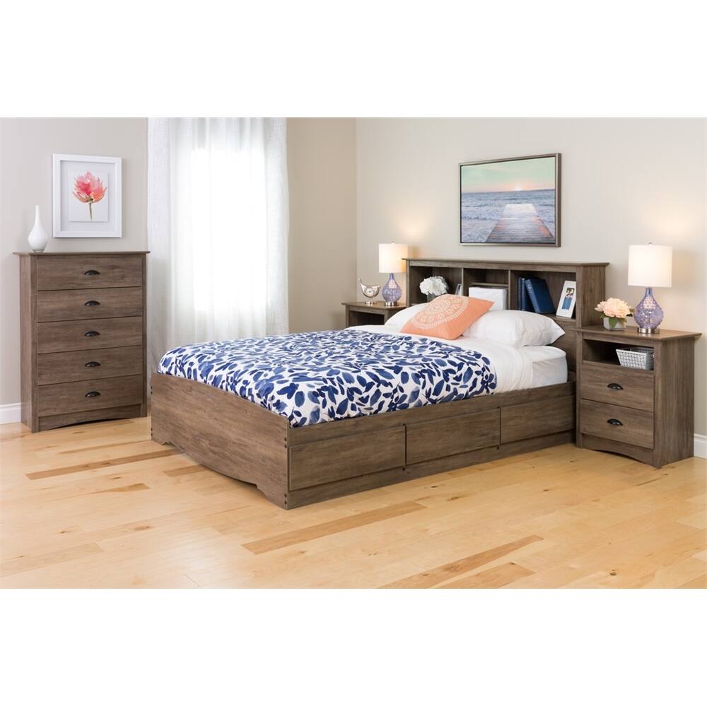 Back. Prepac - Salt Spring Tall Night Stand in Drifted Gray - Gray.