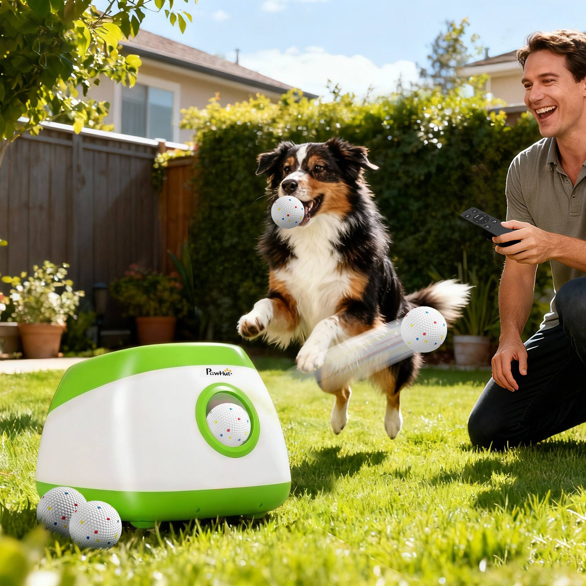 Alt View 1. Pawhut - Dog Ball Launcher with 26-80 FT Distance - Green.