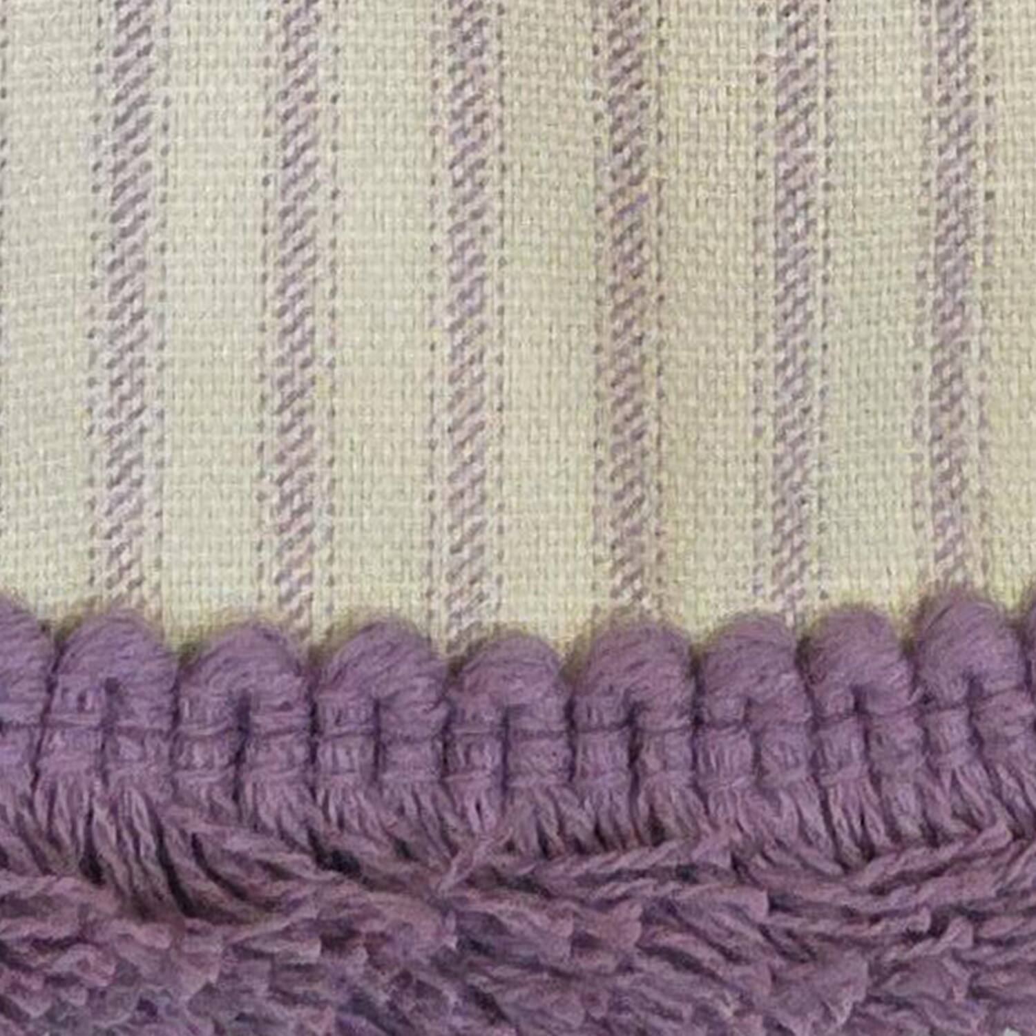 Alt View 1. RLF Home - RLF Home Lilac Stripe Trimmed Cornice Window Valance 100% Cotton Lined Rod Pocket 50" x 17" Purple - Purple.