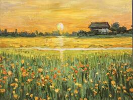 NIMO - Vintage Wall Decor,Flower Field Canvas Art,Wildflowers Paintings Impressionist Artwork Prints For Living Room,Bedroom - Multicolor