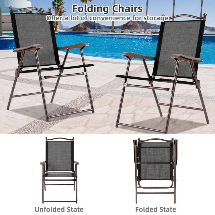 Folding Chairs  
Offer a lot of convenience for storage  

Unfolded State  
Folded State