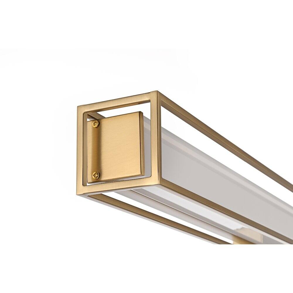 Alt View 4. Living District - Aden 31 Inch Led Wall Sconce In Satin Gold - Satin Gold.