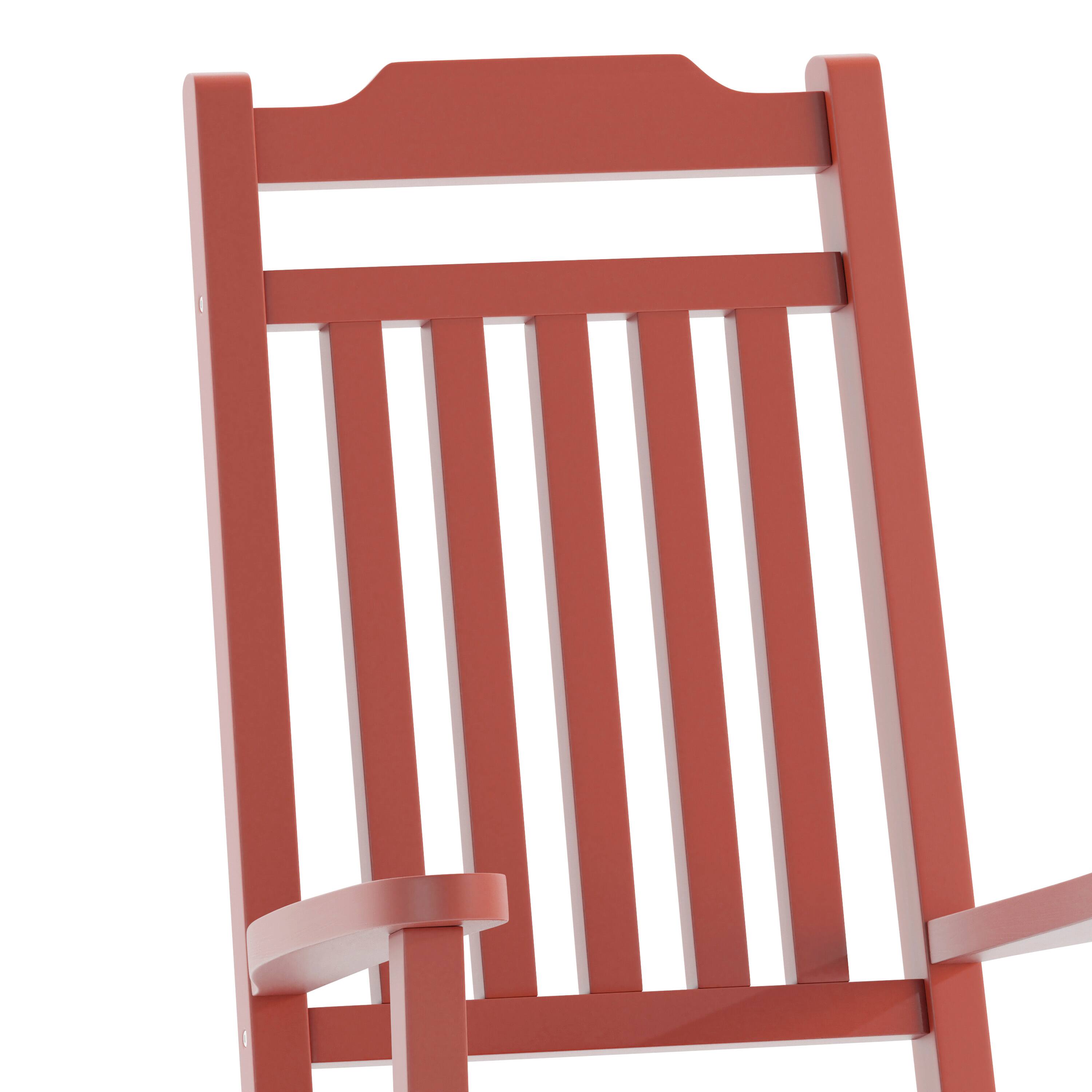 Alt View 10. Emma + Oliver - All-Weather Poly Resin Wood Rocking Chair - Patio and Backyard Furniture - Red.