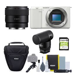 Sony - Alpha ZV-E10 APS-C (White) with 11mm F1.8 Lens and Content Creator Kit