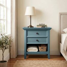 Simpli Home - Amherst 24 inch Wide Solid Wood Transitional Bedside Table - French Blue
