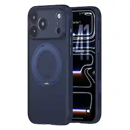 Dteck - Rugged Case For Apple iPhone 17 Pro Shockproor Frosted Translucent Ring Stand Cover Compatible with Magsafe Accessories - Darkblue