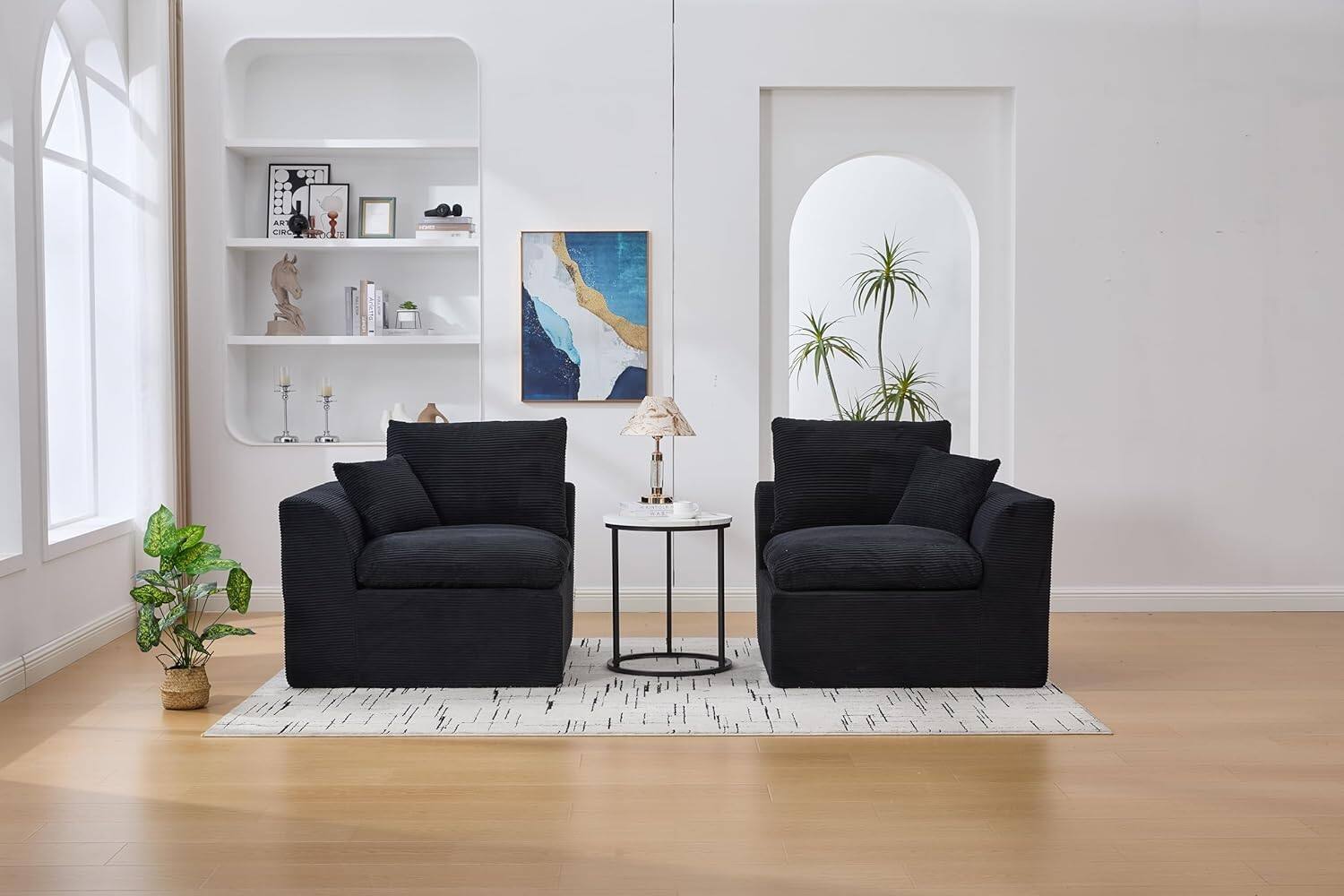 Alt View 7. Trinkets Crazed - Modular Sectional Sofa Cloud Couch 2 Seater with Removable Cushion Covers - black.
