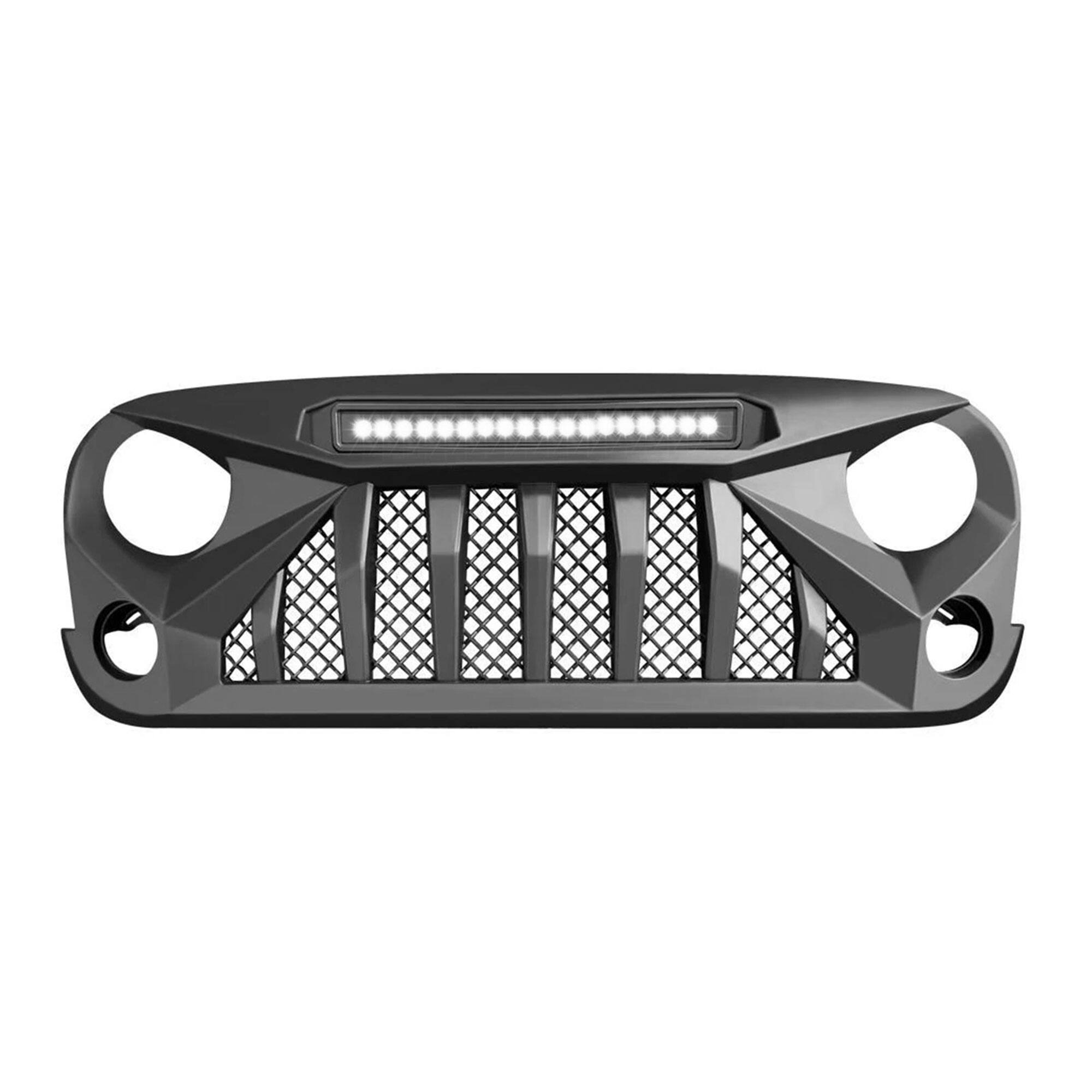 Alt View 7. AMERICAN MODIFIED - AMERICAN MODIFIED Front Grille w/Off Road Lights for 07-18 Jeep Wrangler JK - Matte Black.