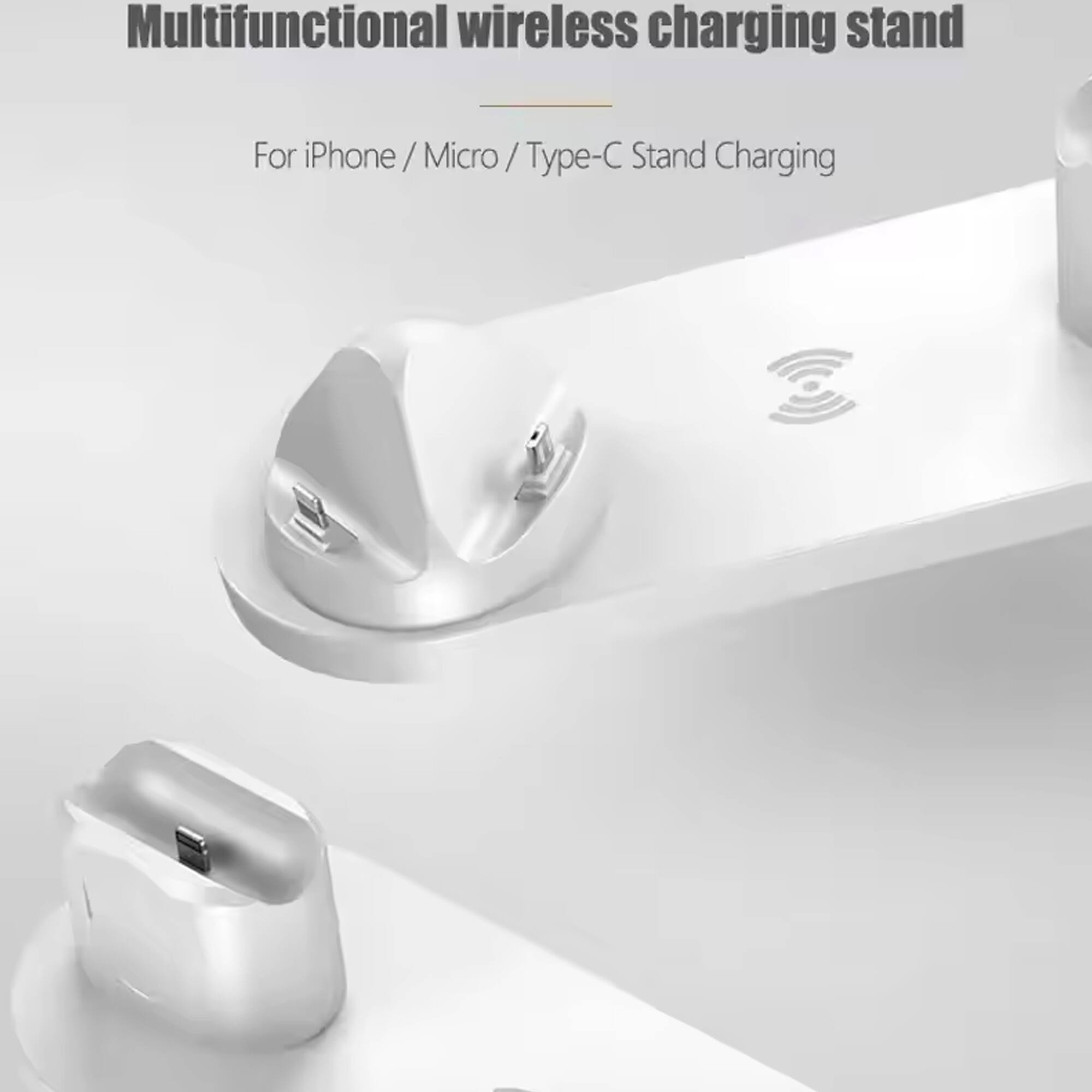 Multifunctional wireless charging stand  
For iPhone / Micro / Type-C Stand Charging