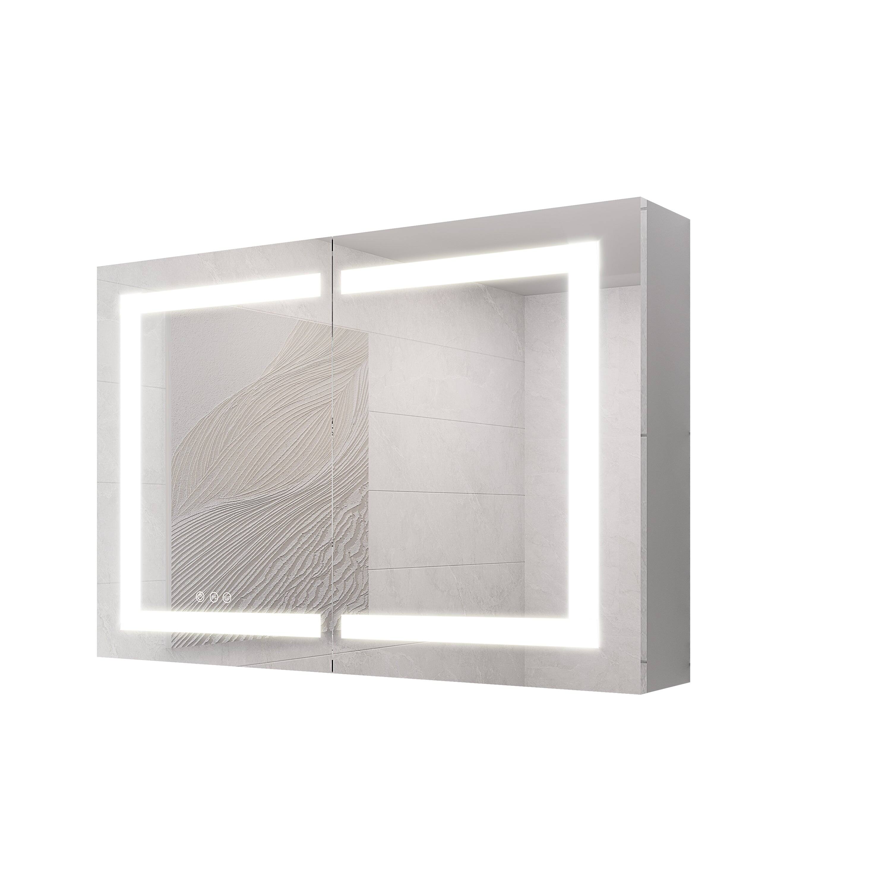 Alt View 9. Boyel Living - Bathroom Medicine Cabinet with LED Mirror Lights 36x24 Inch Double Door Wall Mount with Defogger - Silver.