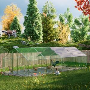 Angle. Anysun - Anysun Spring Clasp Design Large Metal Walk-in Hen Pen Cage with Sturdily Lockable Door.