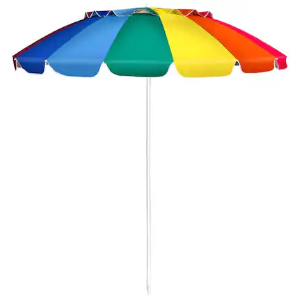 Front. Pefilos - 8FT Portable Beach Umbrella with Sand Anchor and Tilt Mechanism for Garden and Patio-Multicolor, Patio Offset Umbrella - Blue.