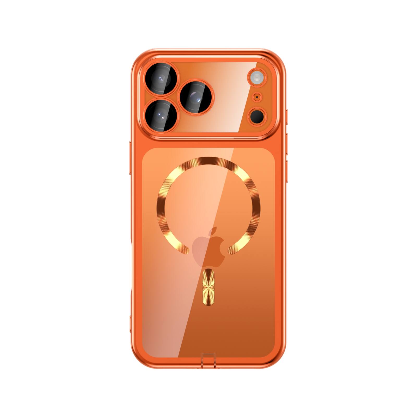 Angle. UUCOVER - Magnetic Clear Case for Apple iPhone 17 Pro Shockproof Plating TPU Compatible with MagSafe Camera Lens Protector Cover - Orange.