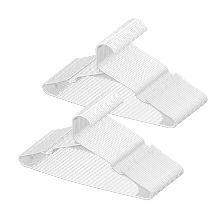 VEVOR - Hangers, 0.2 in Ultra-Thin, 50 Pack Plastic Hangers with Stable Triangular Top Structure & Wider Notch Design - White