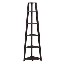 FurniFact - 5-Tier Corner Bookshelf - Contemporary Style - Espresso