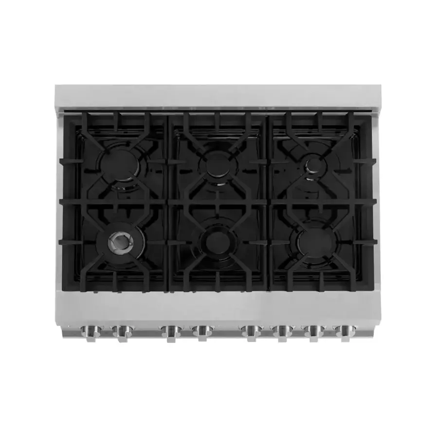 Alt View 1. ZLINE - ZLINE 36 in. Legacy Dual Fuel Range w/ 6 Burners & Oven in Satin Stainless Steel (RAS-SN-36) - Stainless Steel.