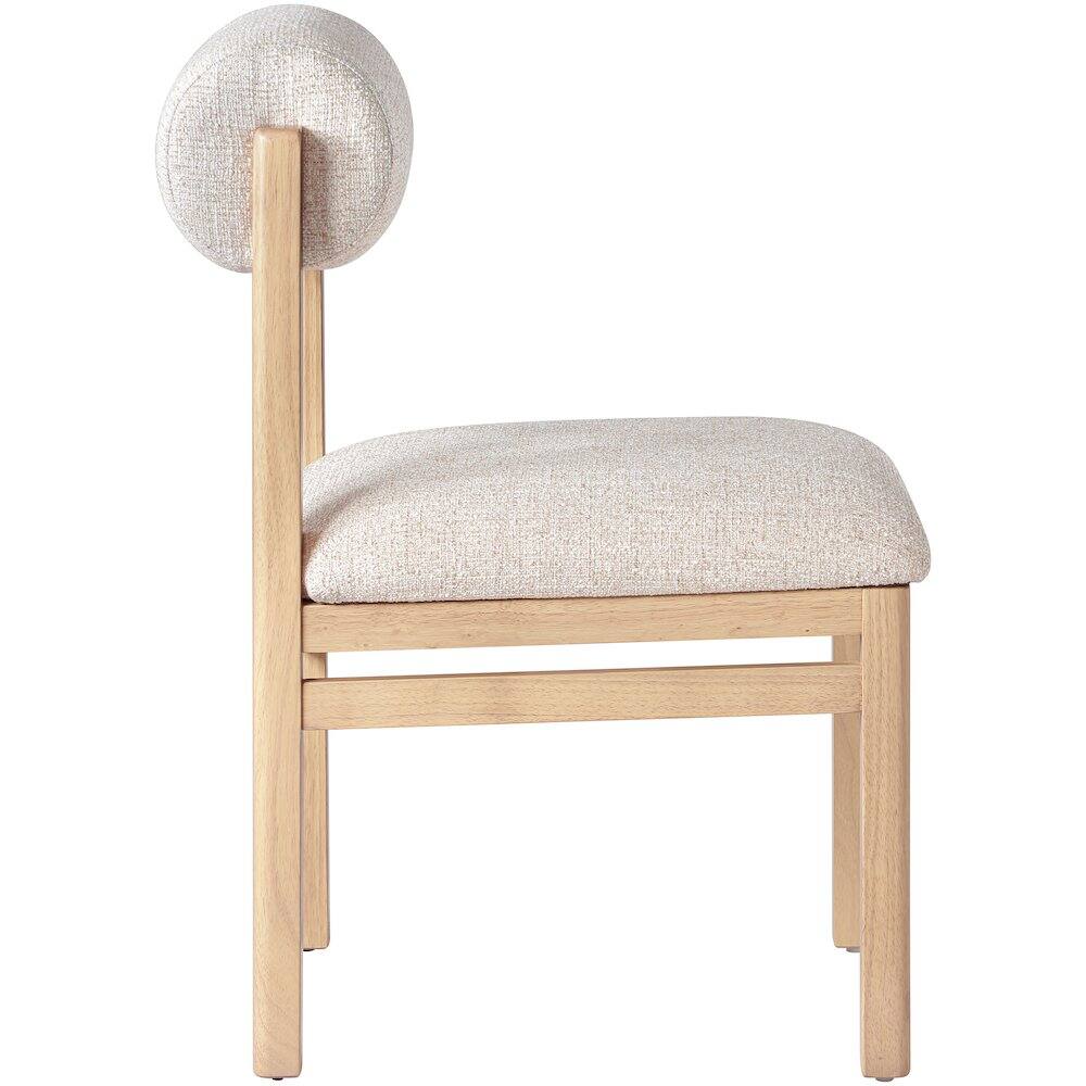 Alt View 3. Meridian Furniture - Roundhill Beige Linen Textured Fabric Upholstered Dining Chair, Set of 2 - Beige.