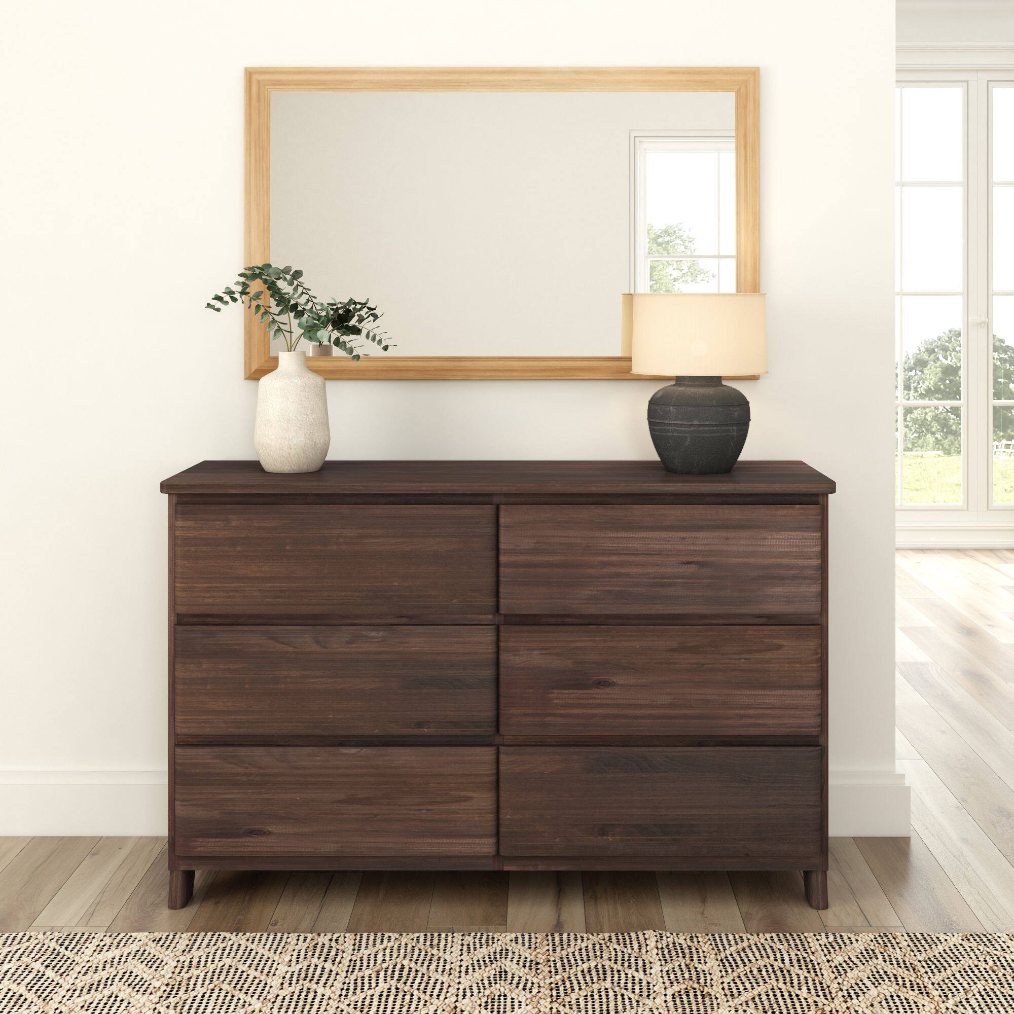 Alt View 1. Plank+Beam - Plank+Beam Modern Farmhouse 6 Drawer Dresser, Barnwood Brown - Barnwood Brown.