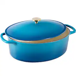 Best Choice Products - Oval 7.5 Quart Cast-Iron Dutch Oven, Heavy-Duty w/ Enamel, Side Handles - Blue