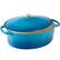 Front. Best Choice Products - Best Choice Products Oval 7.5 Quart Cast-Iron Dutch Oven, Heavy-Duty w/ Enamel, Side Handles - Blue - Blue.