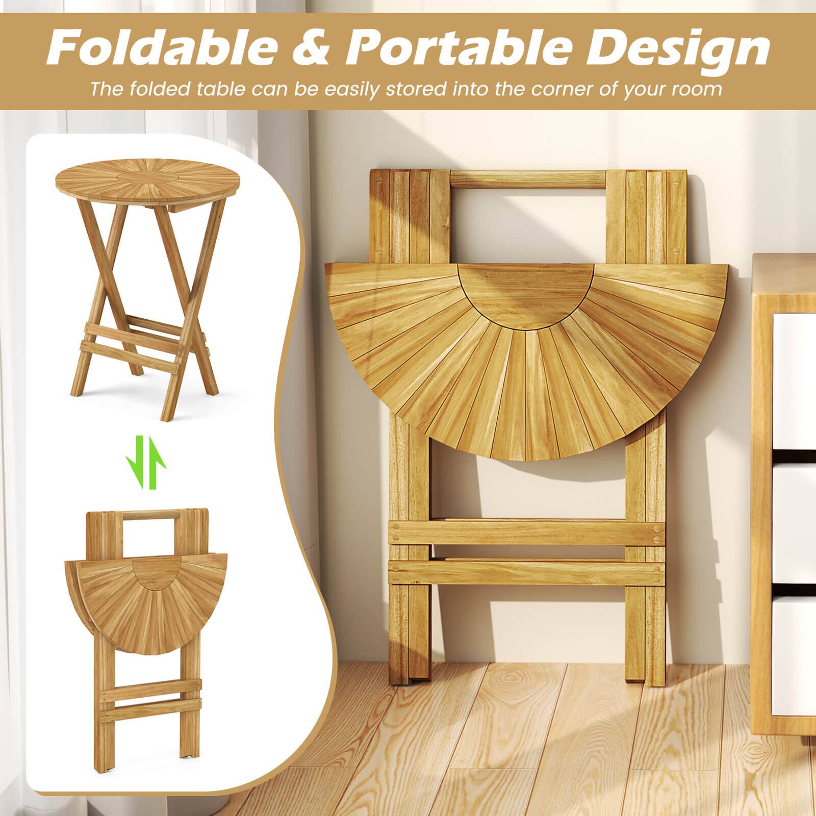 Foldable & Portable Design  
The folded table can be easily stored into the corner of your room