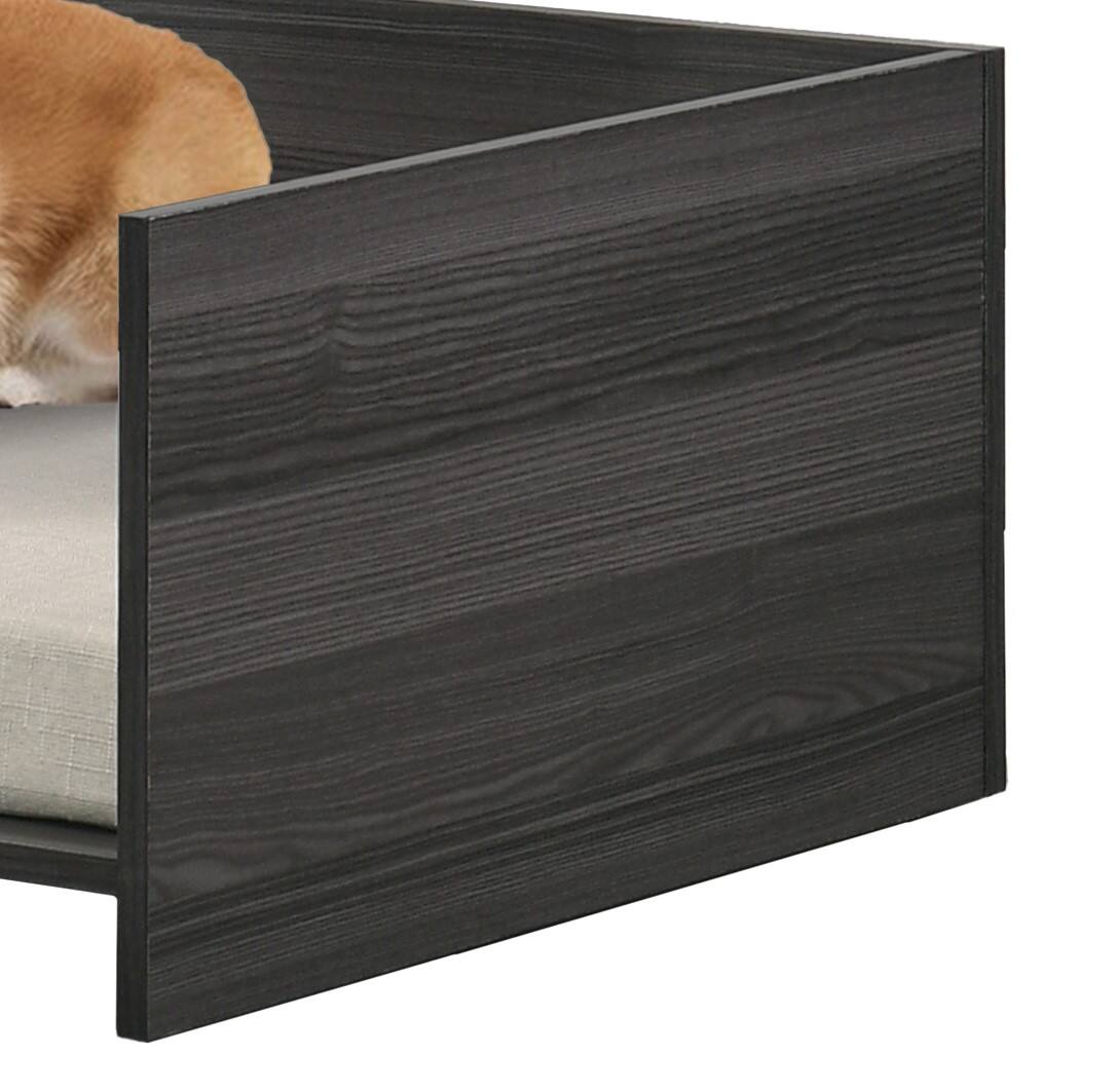 Left. Siljoy - Ash Gray 47" Wide Modern Pet Bed with Cushion, Side Storage Compartment & Removable Cover, 22 lb Capacity - Dark Gray.