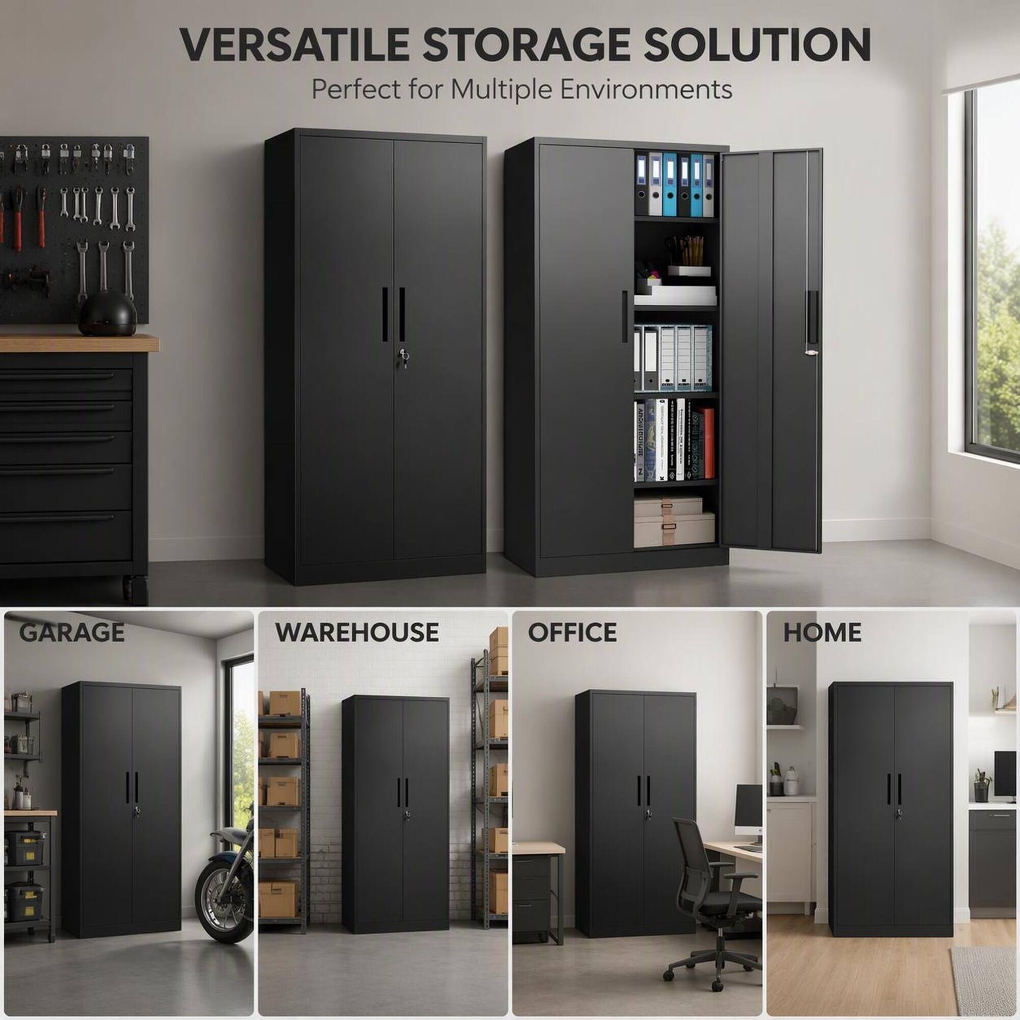 VERSATILE STORAGE SOLUTION  
Perfect for Multiple Environments

GARAGE  
WAREHOUSE  
OFFICE  
HOME