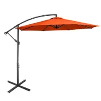 Costway - 10 FT Patio Offset Umbrella w/8 Ribs Cross Base Tilt - Orange - Front_Zoom