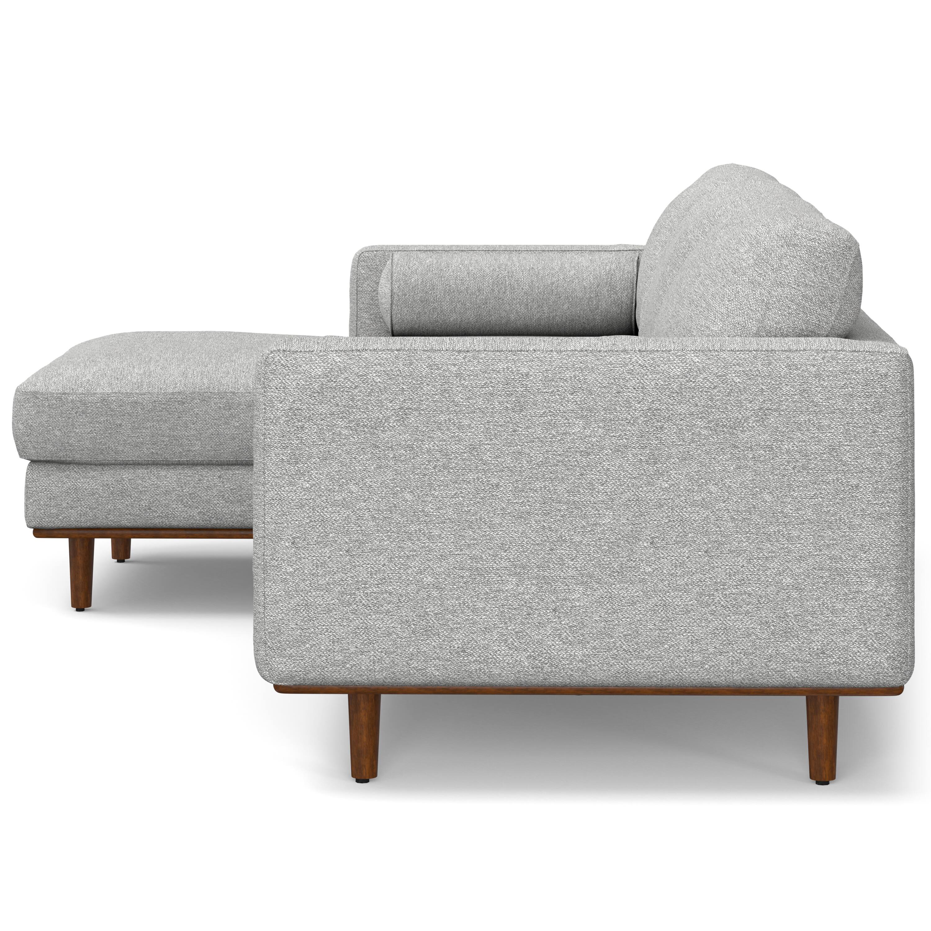 Back. Simpli Home - Morrison Mid Century Left Sectional 102 inch Wide Sofa Sectional in Mist Grey Tightly Woven Performance Fabric - Mist Grey.