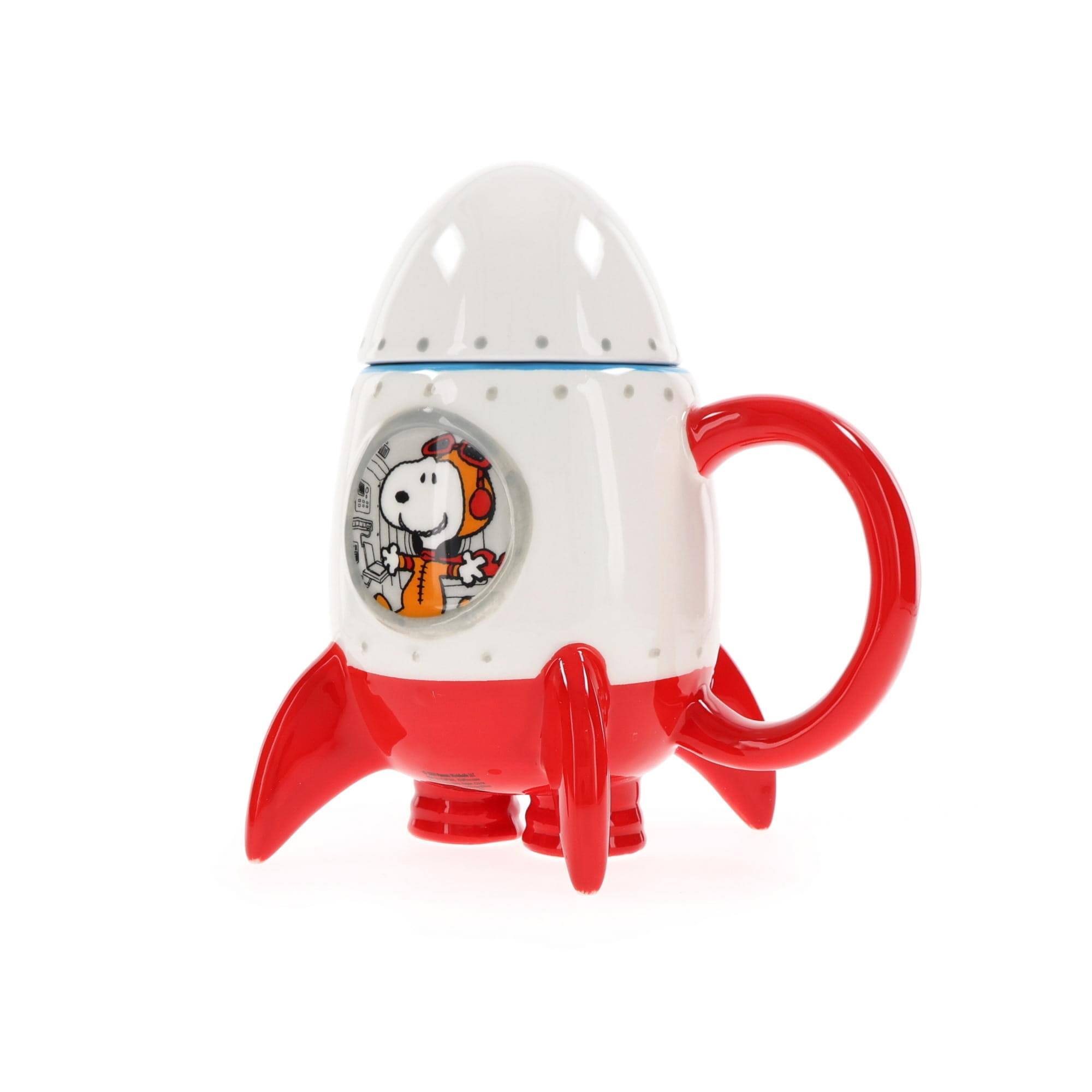 Alt View 1. Peanuts - Peanuts Snoopy in Rocketship 15oz Molded Mug with Cap - White.