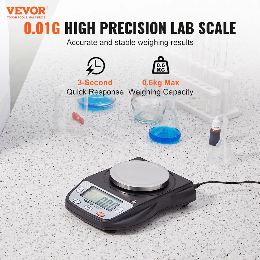 Vevor Windows Scale VEVOR 3000g x 0.01g Accuracy High Precision Lab Scale, 13 Units ...