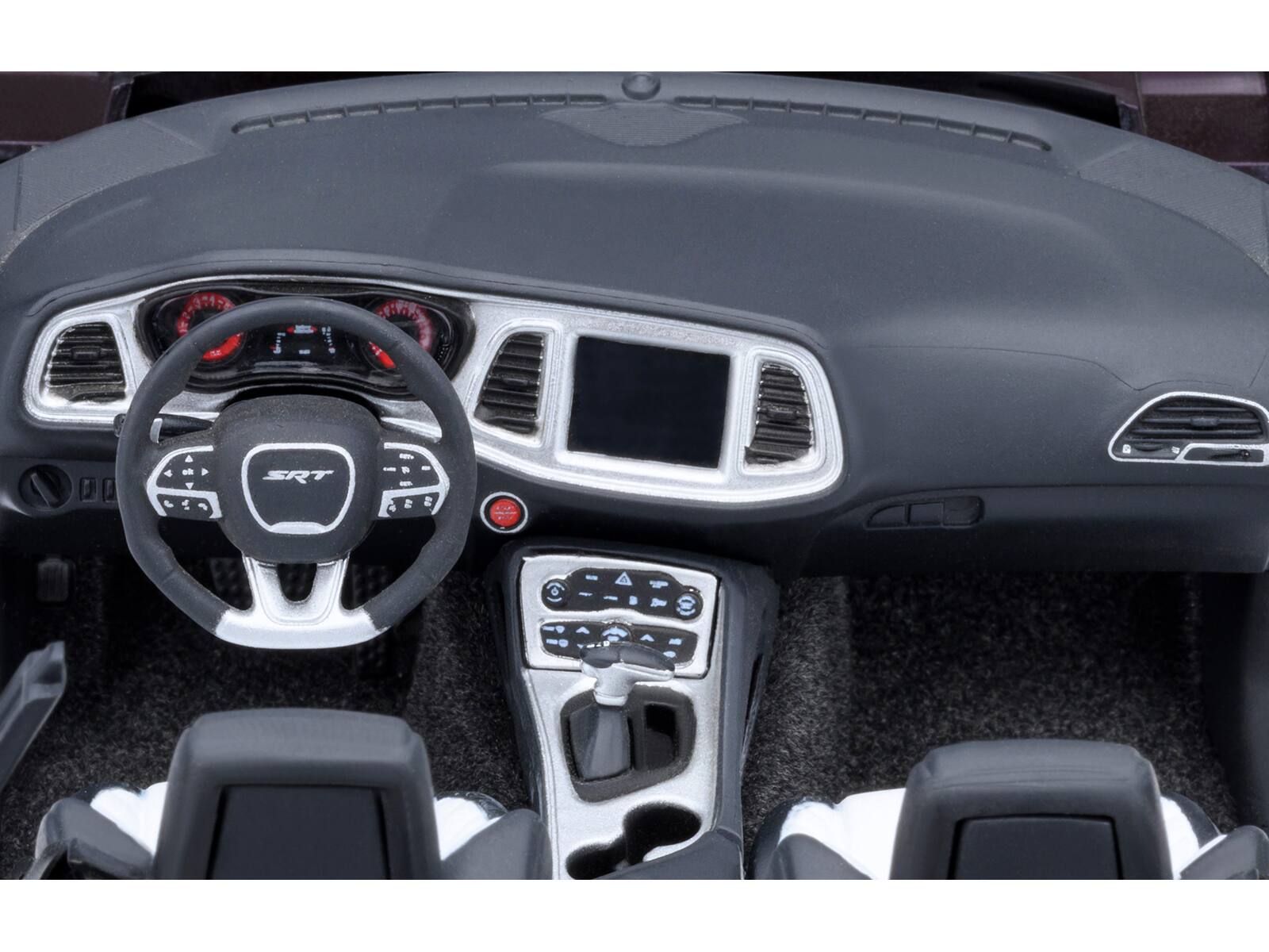 Back. Autoart - 2022 Dodge Challenger SRT Jailbreak Hellraisin Purple with White Stripes 1/18 Model Car by Autoart - Purple with White Stripes.