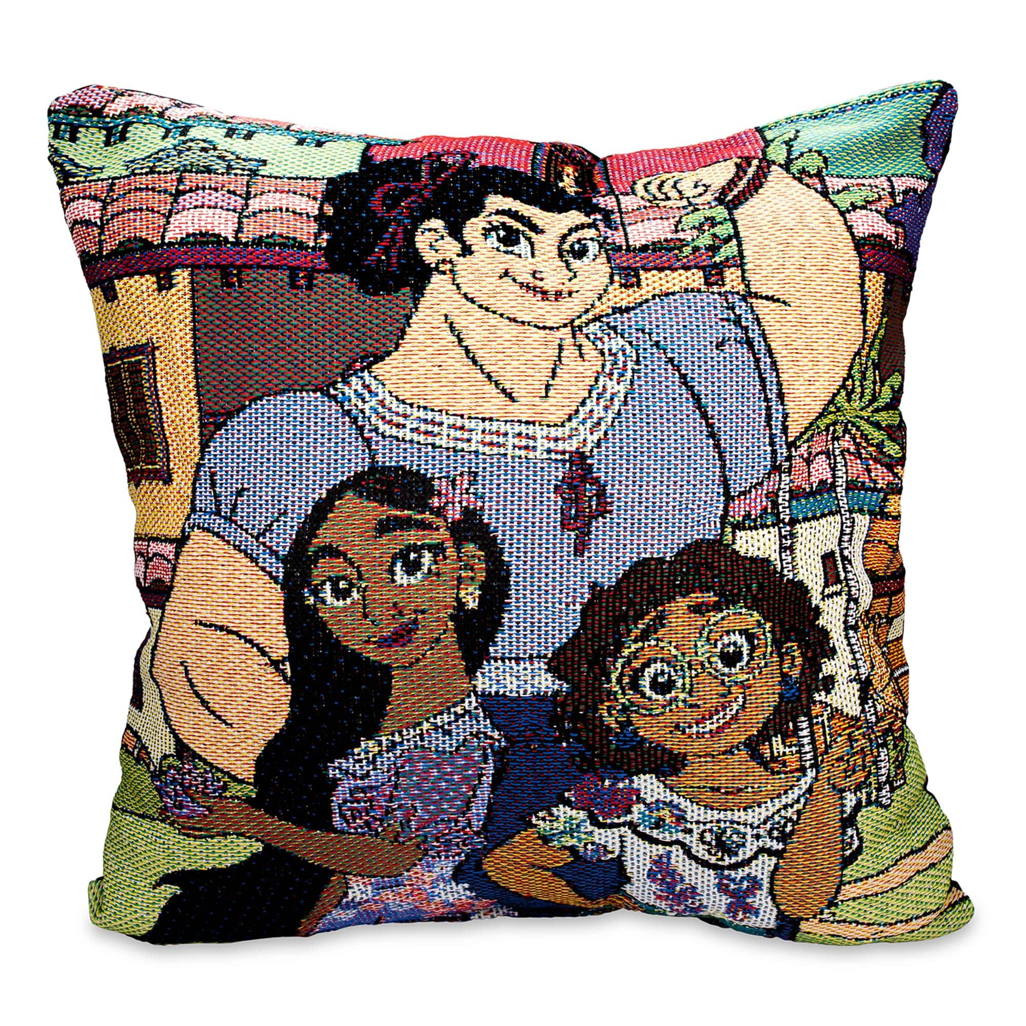 Disney - Encanto Family Portrait Woven Tapestry Throw Pillow Cushion | 18 Inches - Brown